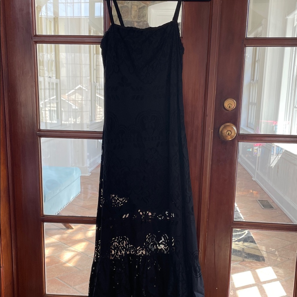 Bar III Black Lace Maxi Slip Dress